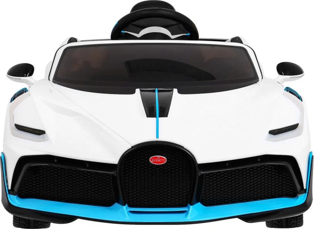 Ramiz Bugatti Divo autíčko na batérie pre deti biele + diaľkové ovládanie + EVA + pomalý štart + LED MP3