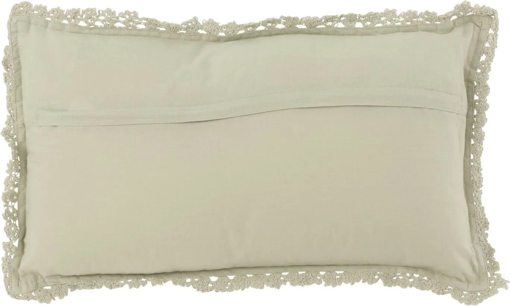 Béžovo-zelený bavlnený vankúš s čipkou Lace green - 50*10*30cm