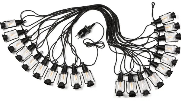 Vonkajšia dekoračná reťaz GIRLANDA 20xLED 20m IP44 teplá biela