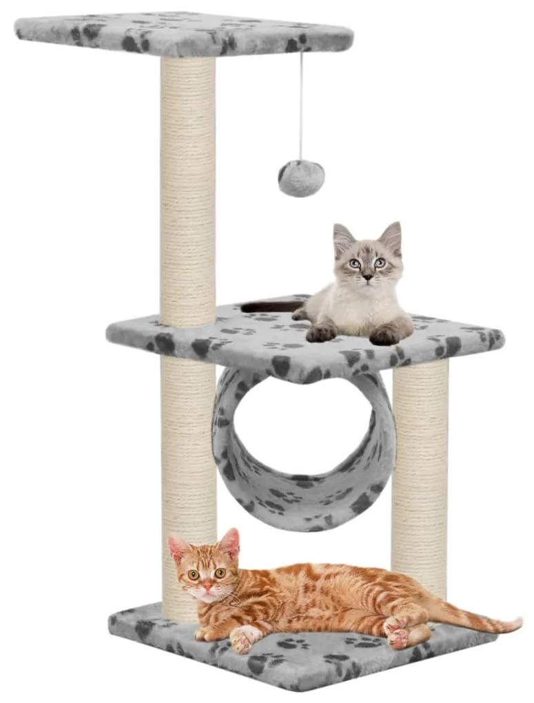 vidaXL Škrabadlo pre mačky so sisalovými stĺpikmi 65cm, sivé s labkami