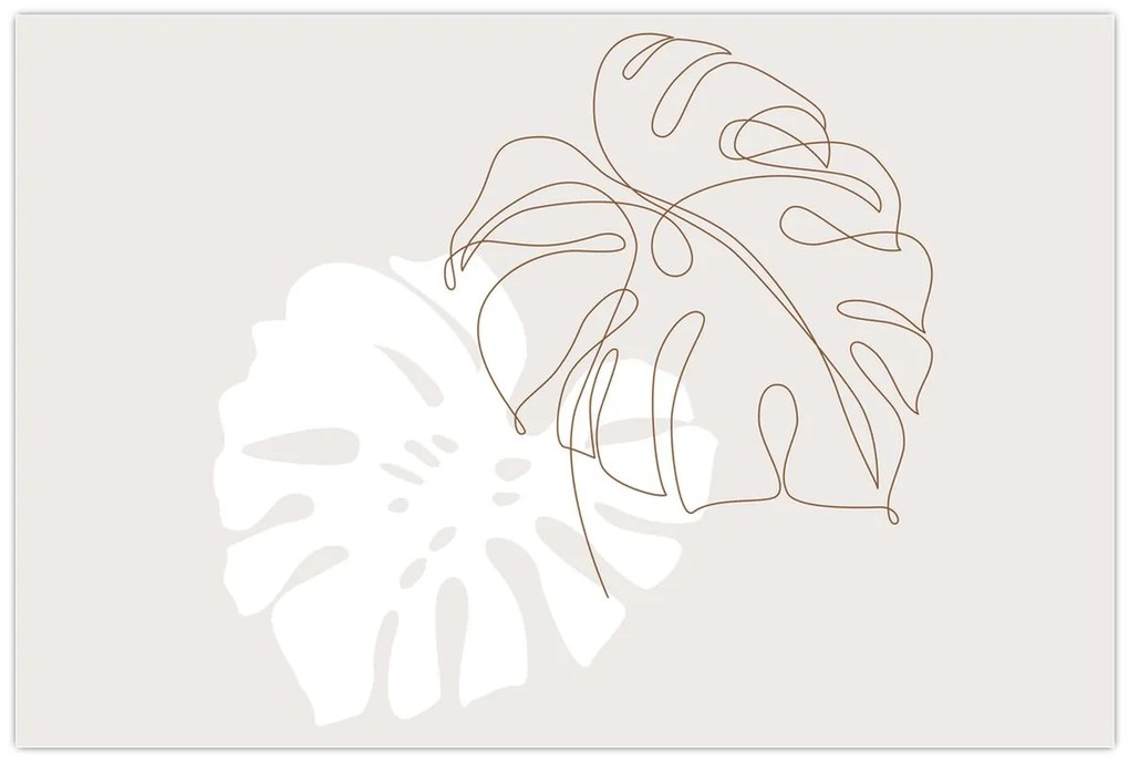 Obraz - Line art monstera N⁰2 (90x60 cm)