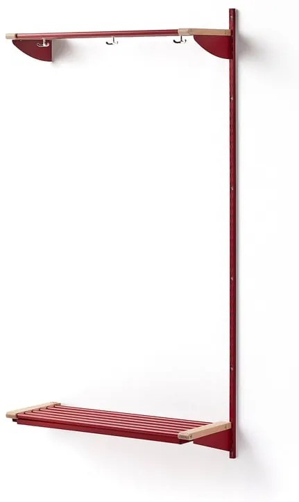Vešiaková stena JEPPE s hornou policou, prídavná sekcia, 1790x900x310 mm, červená/breza