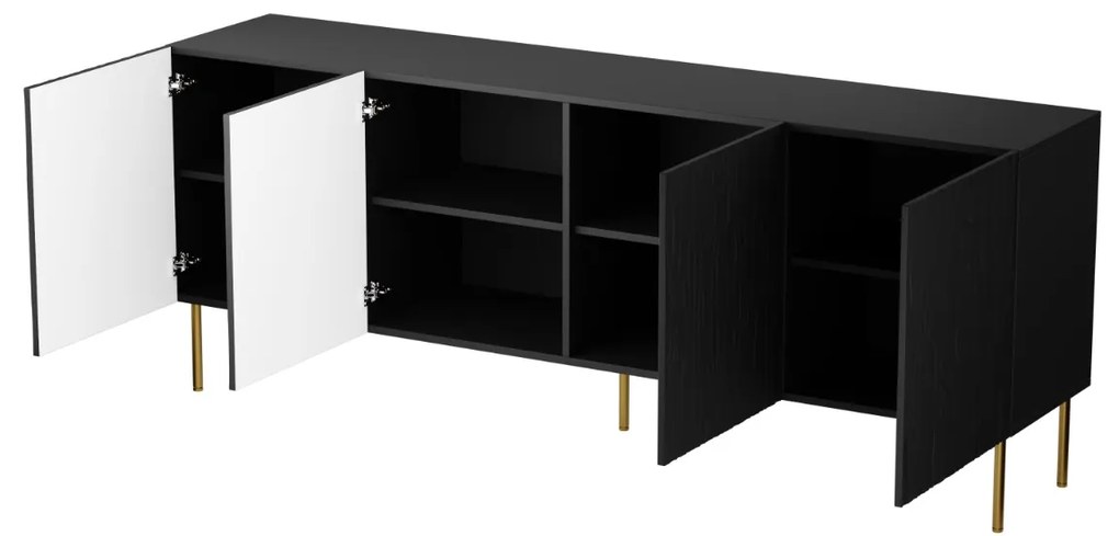 KOMODA CLEMENTE ČIERNA NA NOŽIČKÁCH 190 cm