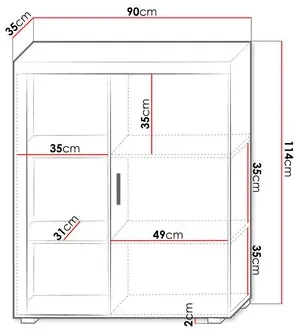 Regál Momba MA3 (biela + lesk čierny) . Vlastná spoľahlivá doprava až k Vám domov. 1104867