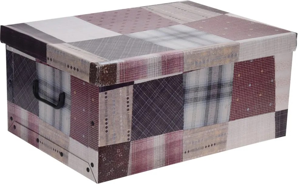 Home collection Úložné krabice se vzorem Patchwork 51x37x24cm kostky a puntíky
