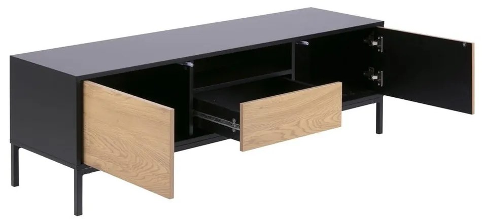 TV stolík v dekore duba v čierno-prírodnej farbe 140x45 cm Seaford – Actona