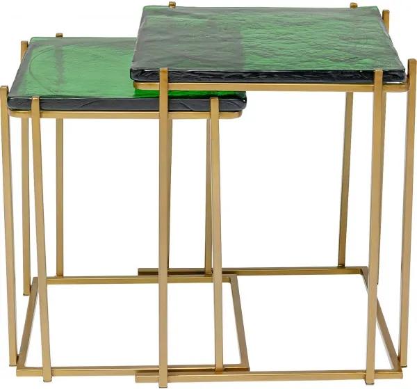 Odkladací stolík Lagoon  zelená, set 2 ks 52 × 43,5 × 42 cm KARE DESIGN