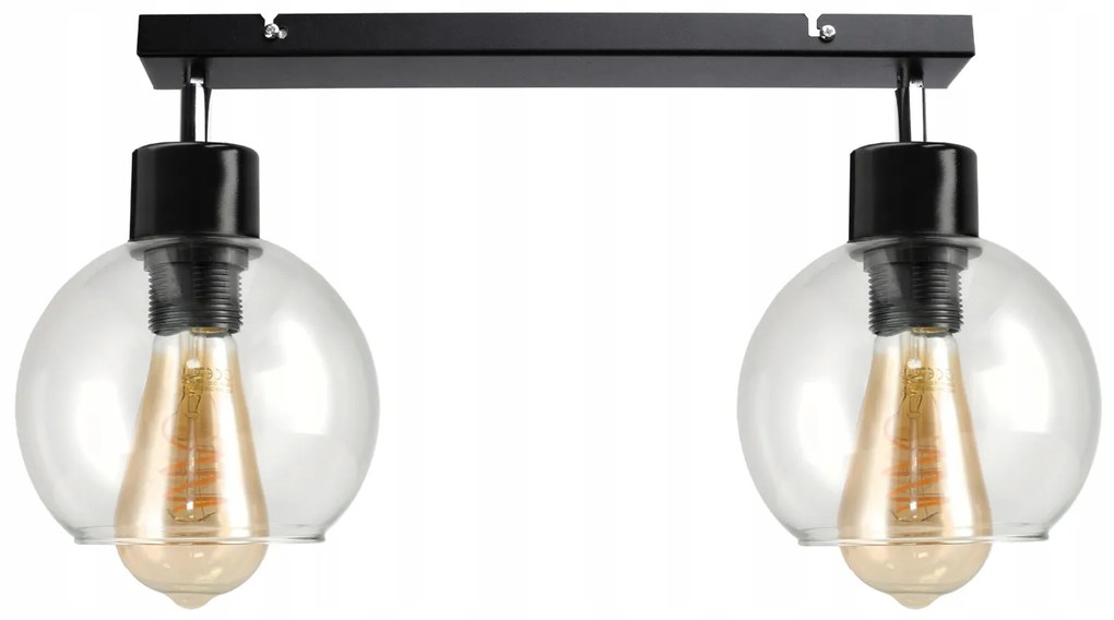 BERGE Nastaviteľné stropné svietidlo LED 2xE27 priehľadná guľa