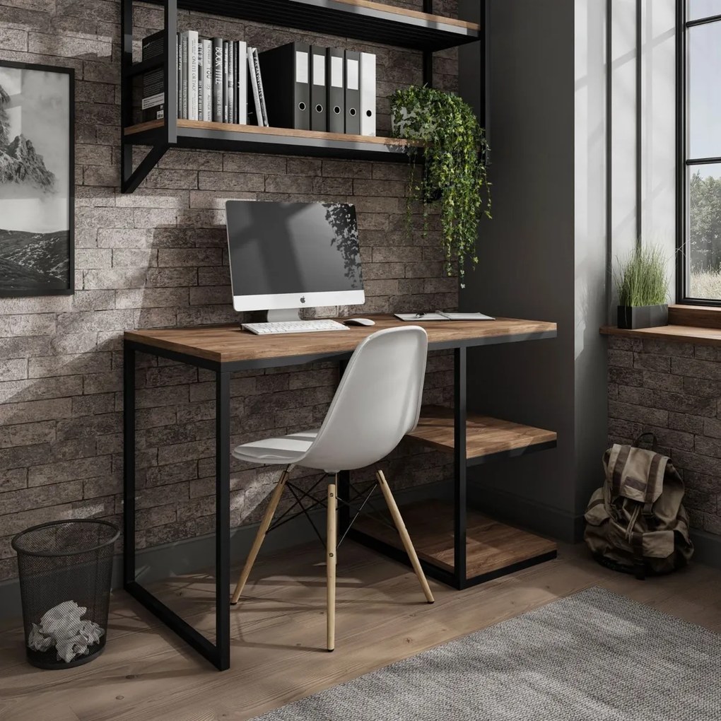 PISACÍ STÔL KARL II ČIERNY / DUB STIRLING 120 cm