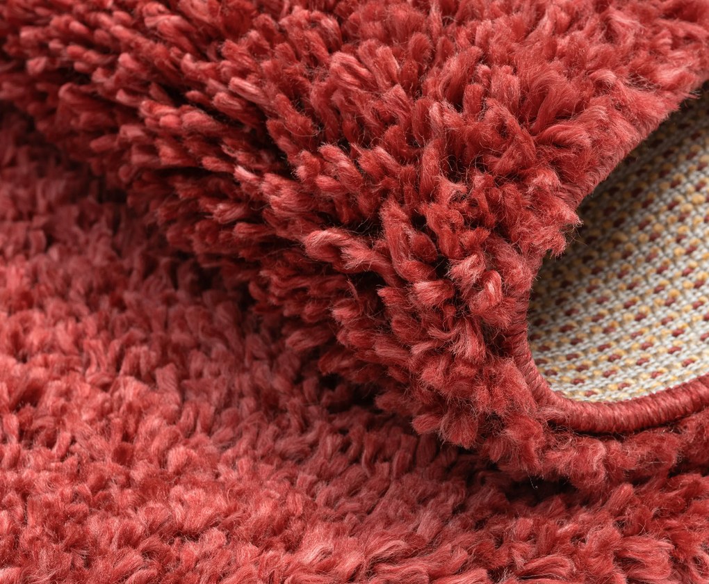 Kusový koberec My Shaggy weinrot kruh, 150x150 (priemer) kruh, červená, chodba / predsieň, My Flair