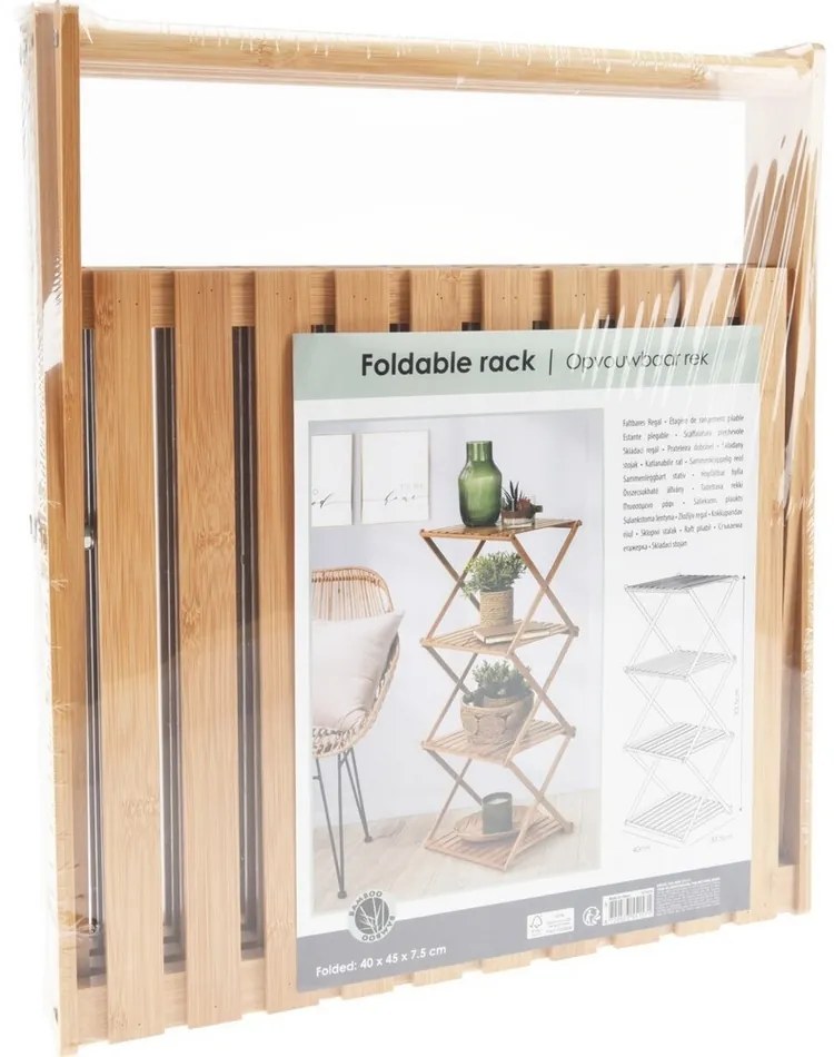 Úložný regál Bamboo, 4 police, 40 x 93,5 x 33,5 cm