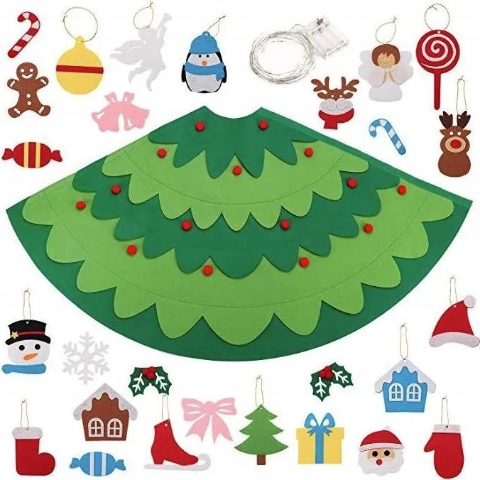 3D Vianočný DYI stromček pre deti s ozdobami