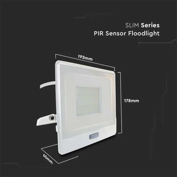 LED Reflektor so senzorom LED/50W/230V 4000K IP65 biela
