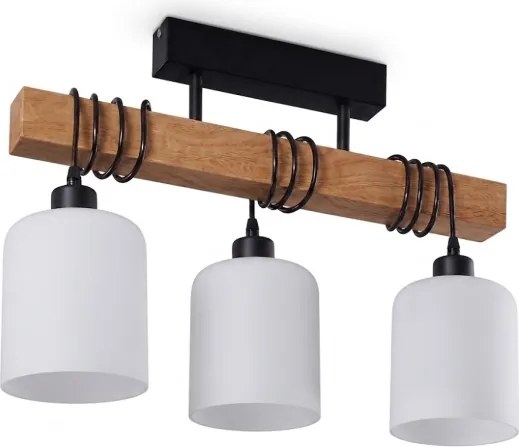 BRILAGI - Prisadený luster WOOD GLASS 3xE27/60W/230V borovica/čierna/biela