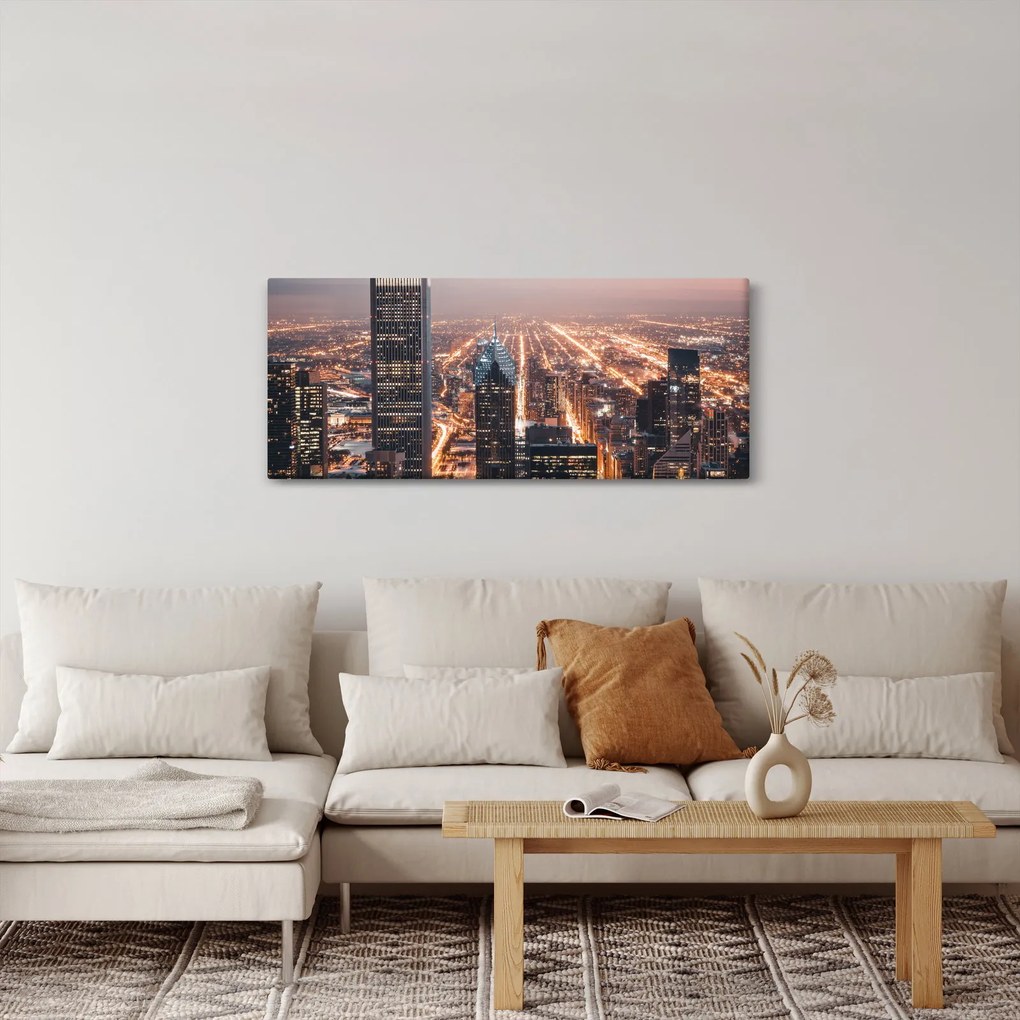 Obraz svietiacej metropoly (120x50 cm)