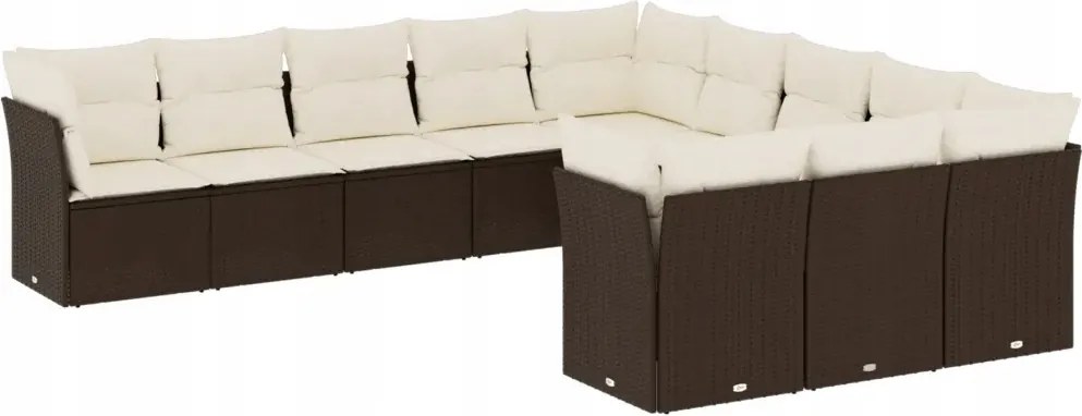 vidaXL 11-dielna sada záhradného nábytku s vankúšmi, hnedá, Pe ratan