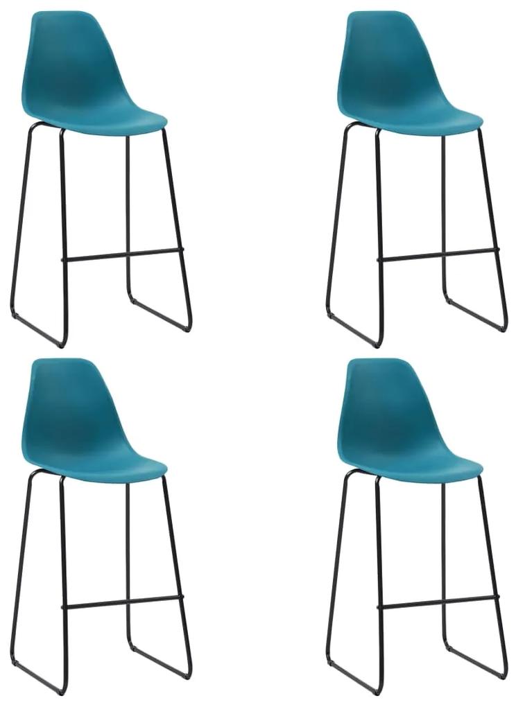 vidaXL Barové stoličky 4 ks, tyrkysové, plast