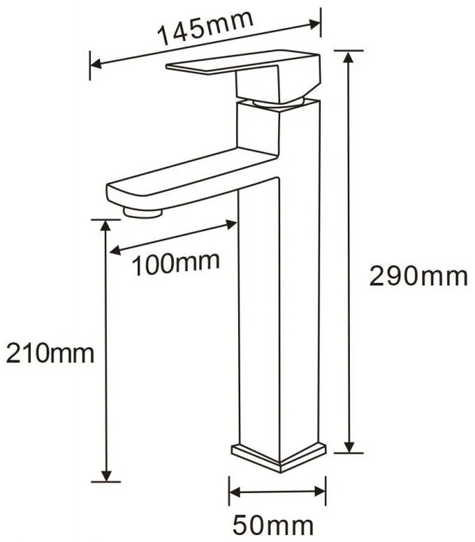 Mexen Emma, vysoká umývadlová batéria h-290, čierna matná, 71910-70