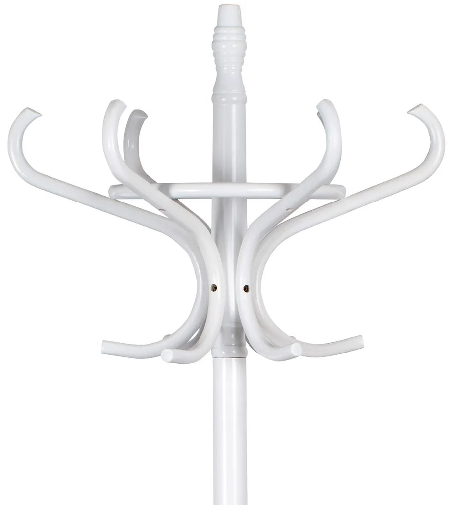 Autronic - Vešiak drevený stojanový, masív topoľ a breza, biely matný lak, výška 185 cm - F-2059 WT