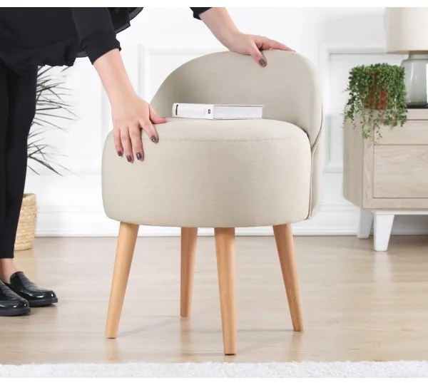 Taburet NIKI Ø 46 cm, krémový