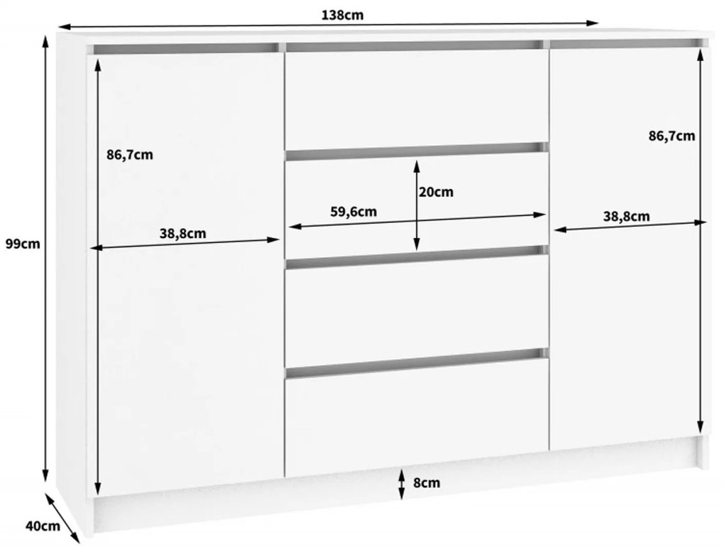 Komoda K140 2D4SZ wenge / biela
