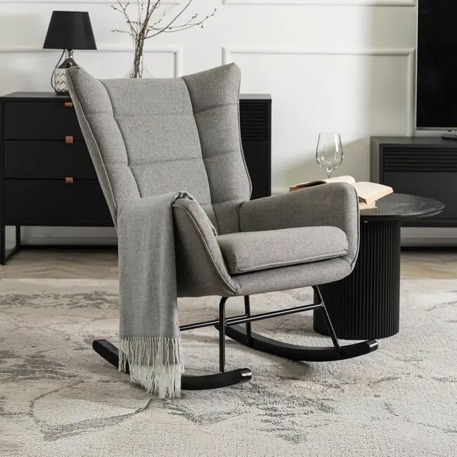 Luxusné hojdacie kreslo Bergen šedá štrukturovaná tkanina