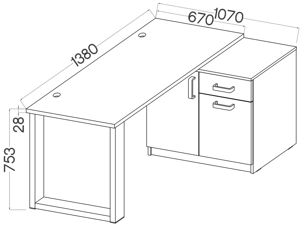 Pc stolík Mantela 130 (dub artisan + čierna). Vlastná spoľahlivá doprava až k Vám domov. 1041341