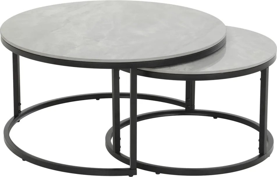 Súprava 2 okrúhlych stolíkov Luis, 80 cm/60 cm, šedá imitácia mramoru