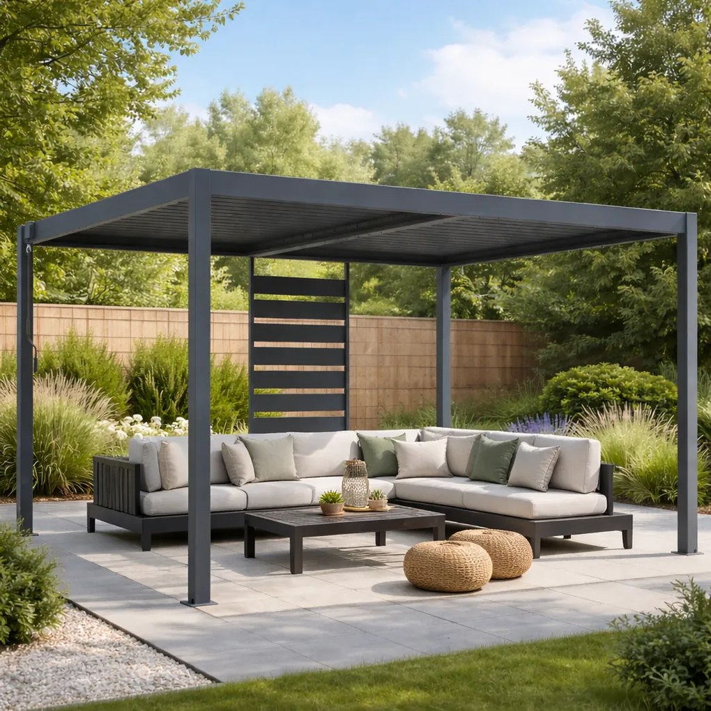 Bočná zástena pre bioklimatickú pergolu BestBerg BBP-ACG / 92 × 203 cm / sivá