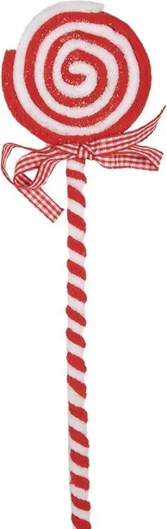 Bielo-červený vianočný zápich lízanky Lollipop - 9*1*41 cm