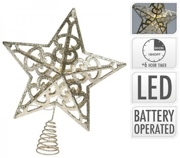 LED špic na stromček Zlatá hviezda 28 cm