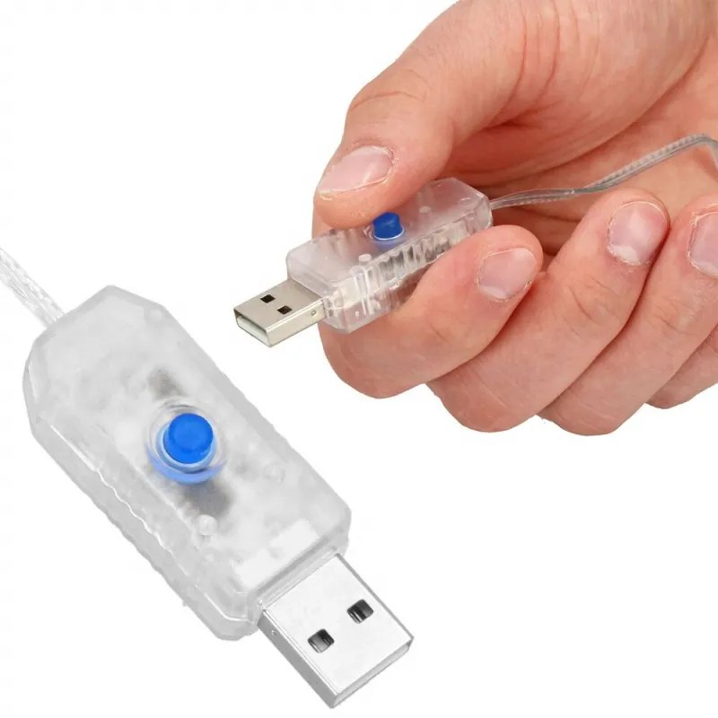 SPRINGOS LED Nano svetelný záves - 3x3m, 300LED, 8 funkcií, ovládač, USB, IP44, studená biela
