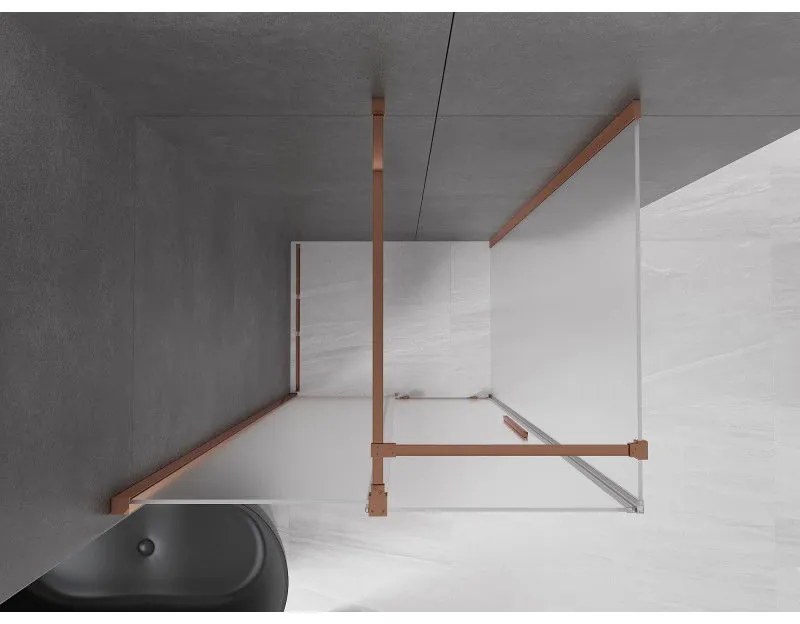 Mexen Velar, sprchový kút s posuvnými dverami 130 x 90 cm, 8mm sklo námraza, ružové zlato, 871-130-090-31-55