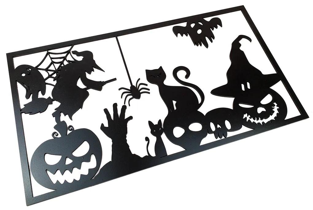 Veselá Stena Drevená nástenná dekorácia Halloween čierny