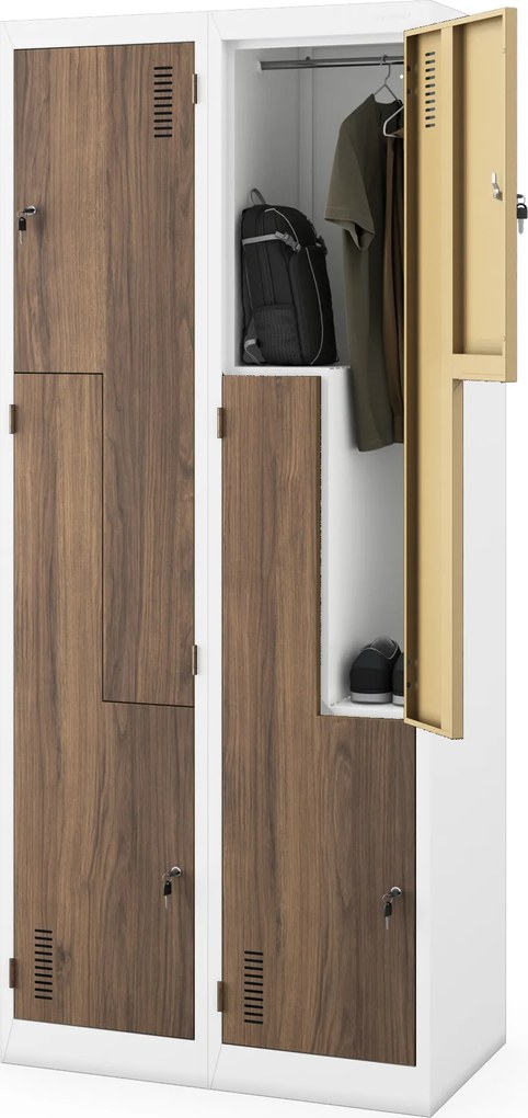 Šatníková skriňa typu L biela / orech: Eco Design JULIA, 800 x 1850 x 450 mm