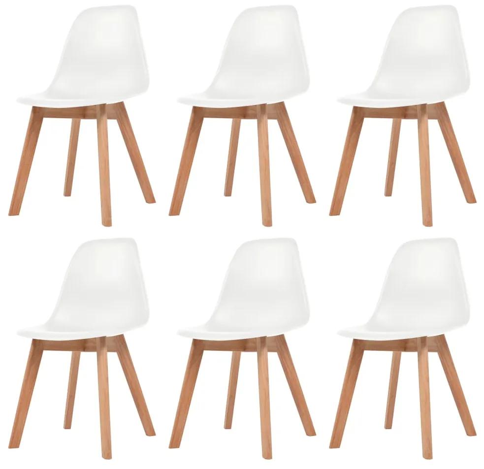 Jedálenské stoličky 6 ks, biele, plast