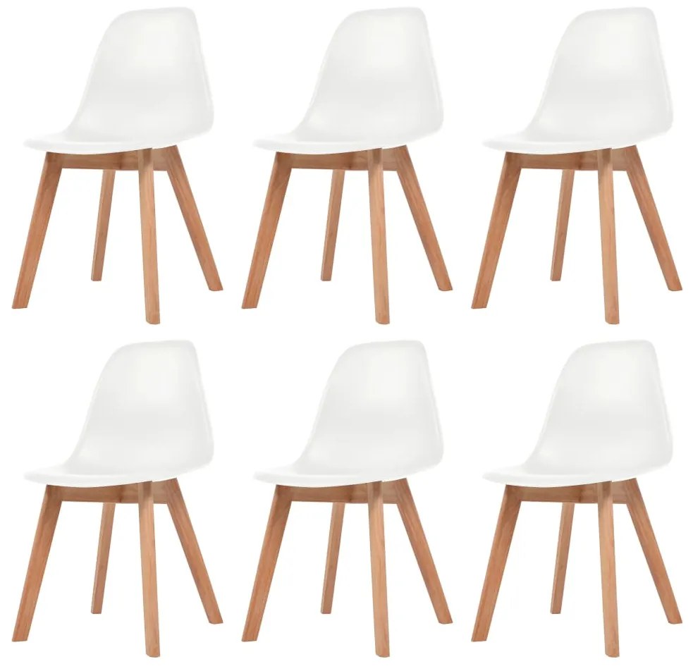 vidaXL Jedálenské stoličky 6 ks, biele, plast