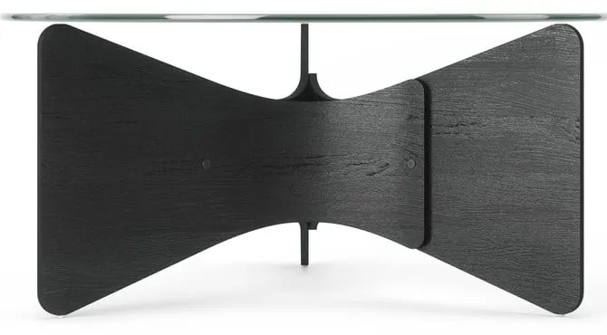 Čierny okrúhly konferenčný stolík so sklenenou doskou 87x87 cm Madera – Umbra