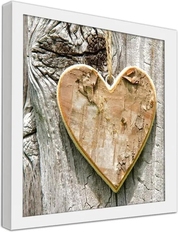 CARO Obraz v ráme - A Heart Made Of Wood Biela 20x20 cm