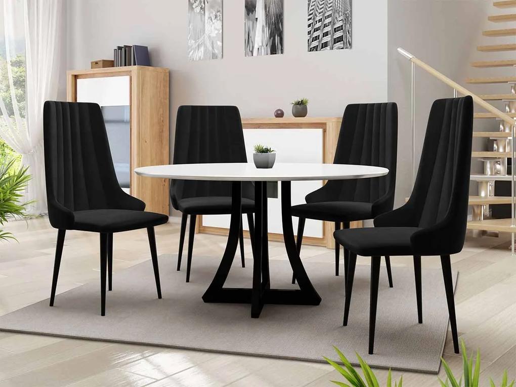 Okrúhly stôl Dagerto FI 120 so 4 stoličkami ST93 03, Farby: čierna, Potah: Magic Velvet 2225