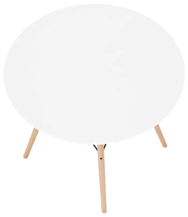 Jedálenský stôl, biela/buk, priemer 90 cm, GAMIN NEW 90