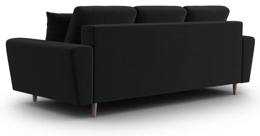 Čierna zamatová rozkladacia/s úložným priestorom pohovka 235 cm Kyoto – Cosmopolitan Design