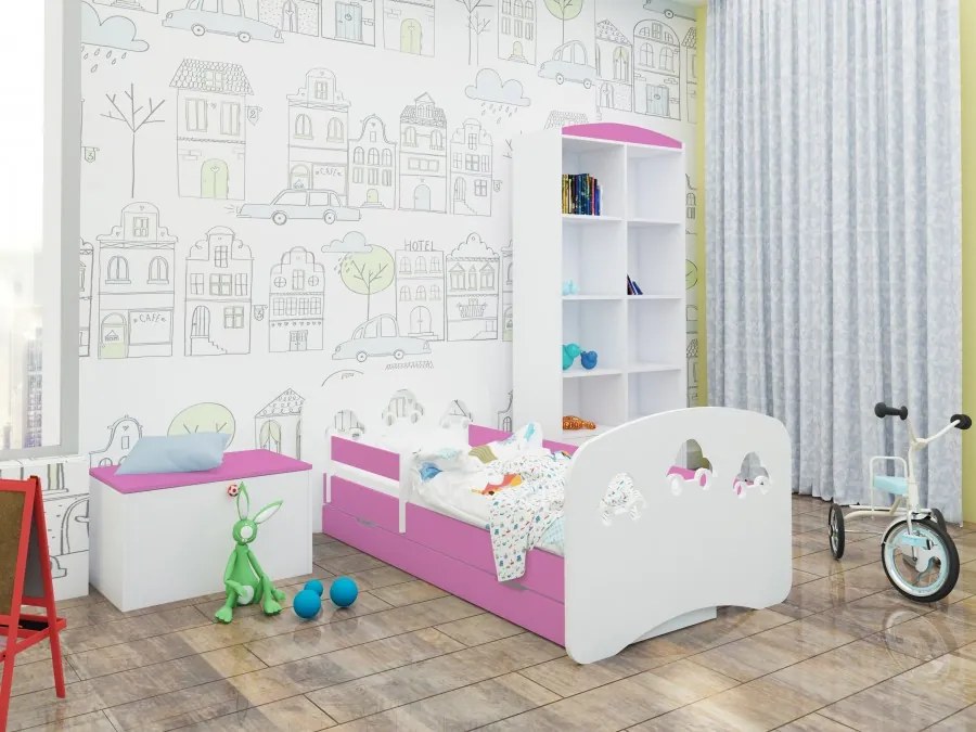 Raj posteli DETSKÁ POSTEĽ HAPPY DESIGN SO ZÁSUVKOU L10 200/90 - TRI AUTÁ