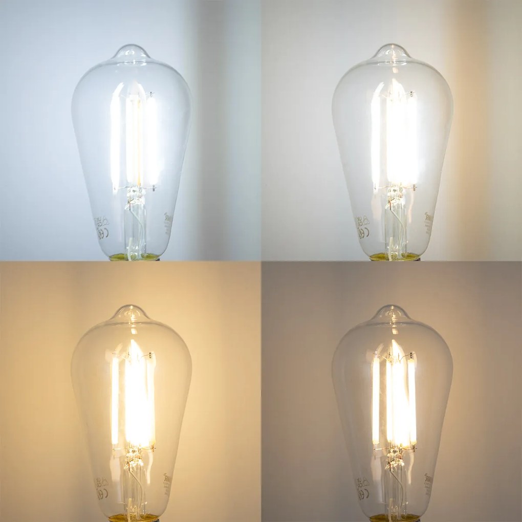 E27 Stmievateľná LED žiarovka ST64 číra 7W 806lm 2700-6500K