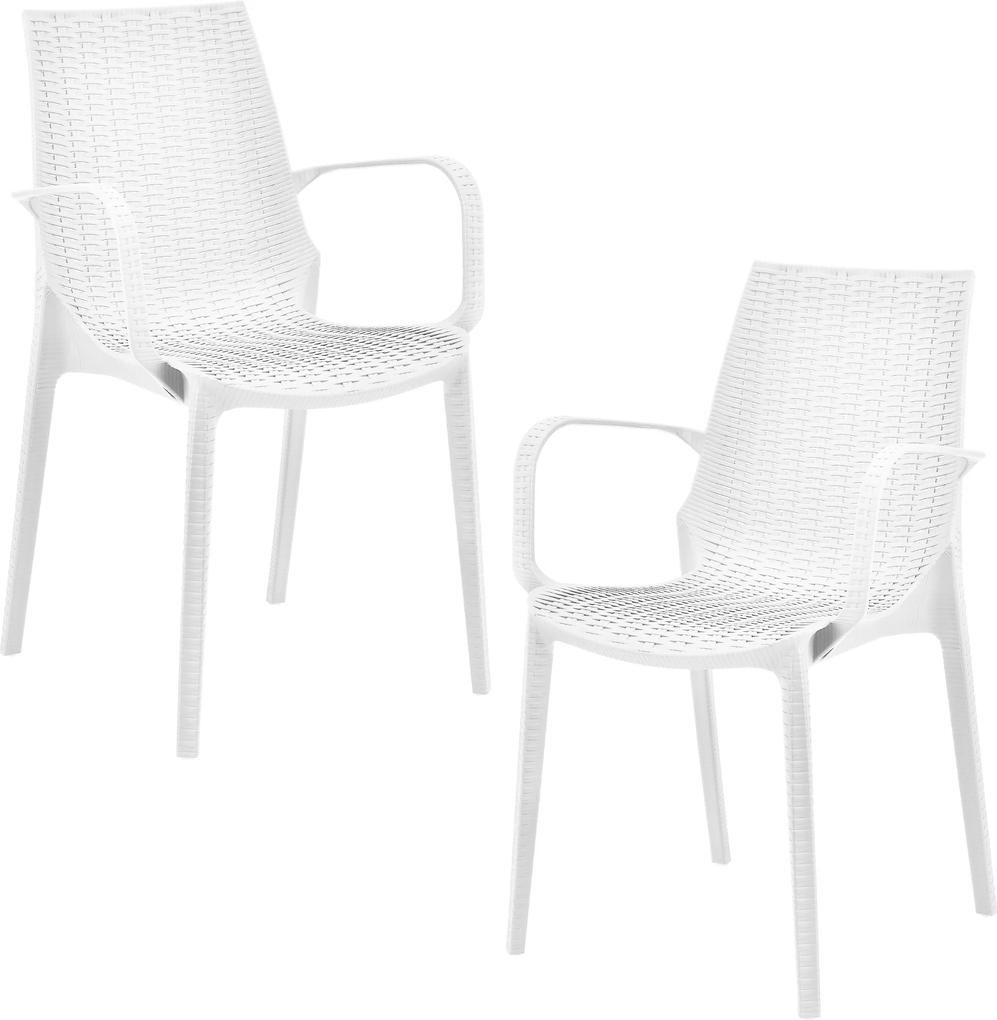 [casa.pro]® Sada záhradných stoličiek HTRS-8557 - 2 ks - 89 x 44 x 55,5 cm - biele