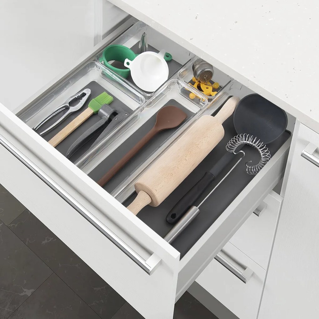 Organizér do šuplíku kuchyně i koupelny, příborník GREY 9,4 x 9,4 x 5 cm