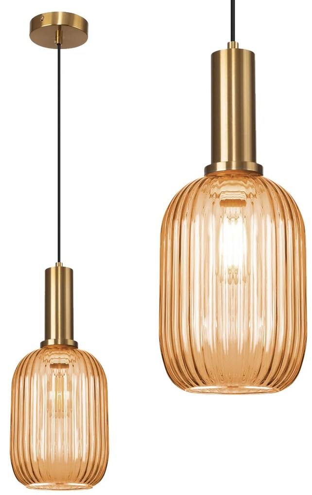 Toolight - sklenené stropné svietidlo Amber APP458-1CP, oranžová, OSW-00588