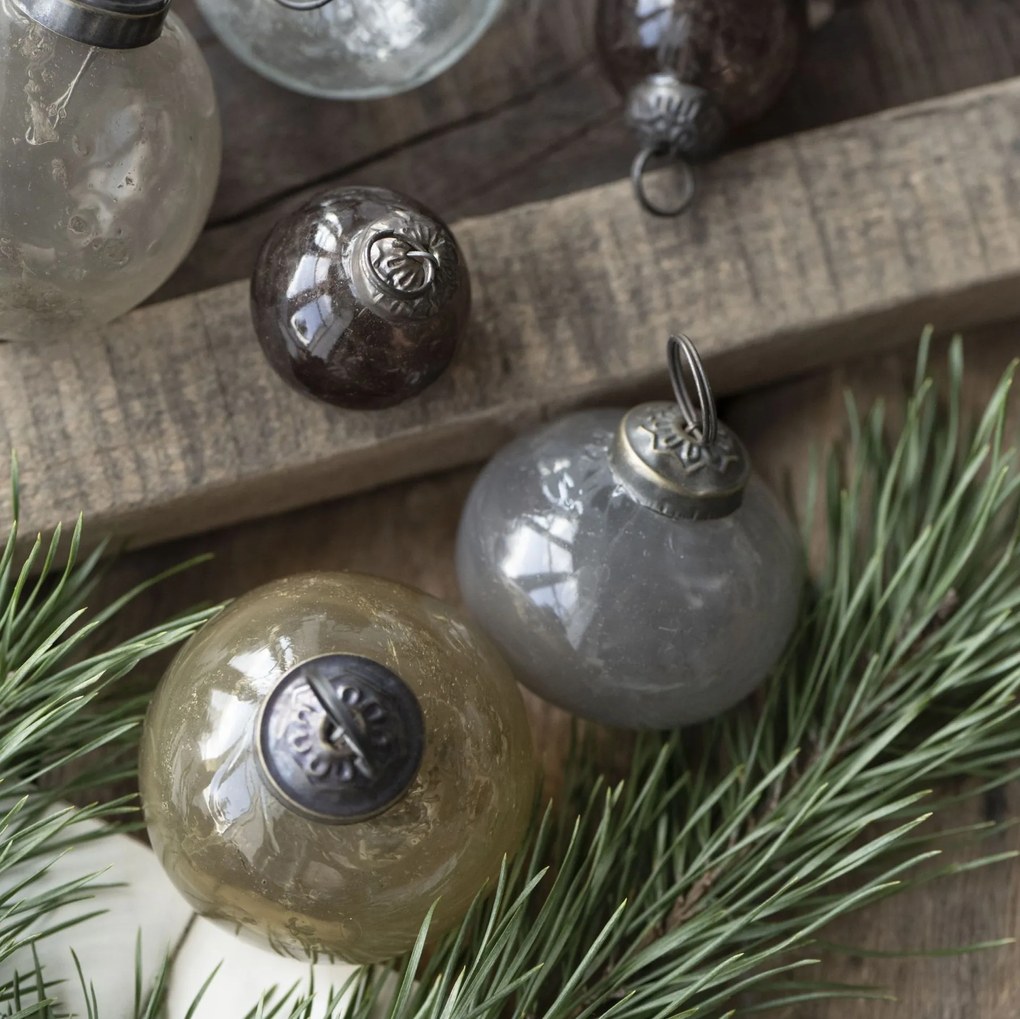 Ib Laursen Vianočná ozdoba Pebbled Glass Honey 8 cm