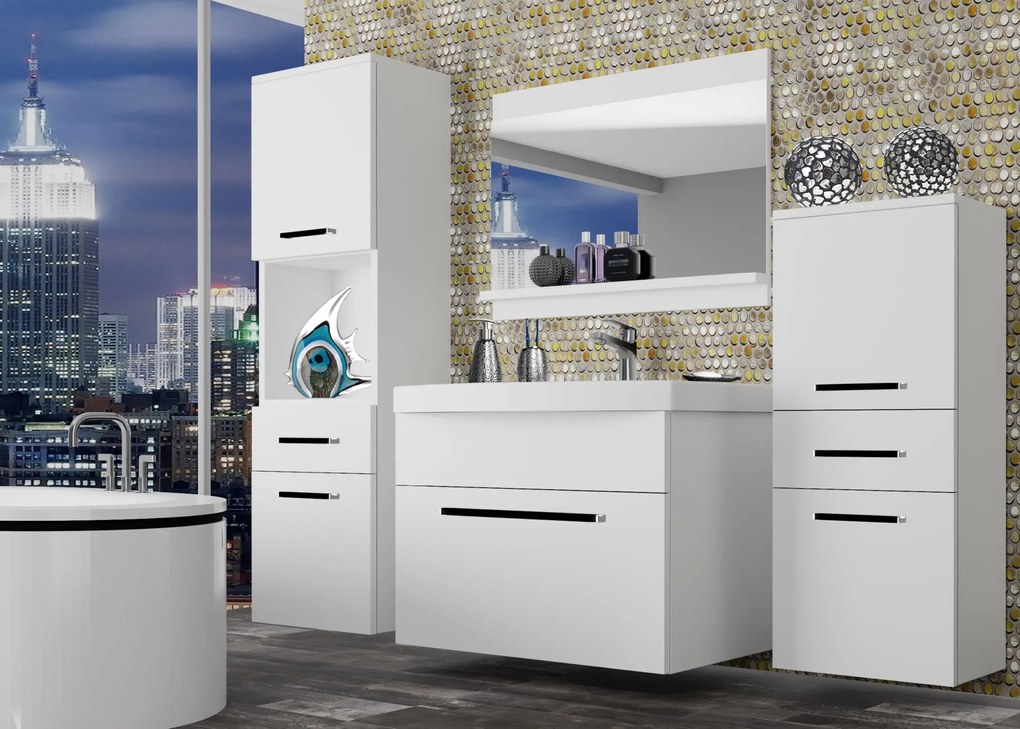 Kúpeľňový nábytok Belini biely mat + umývadlo + zrkadlo ROD M 5/0/W/W/0/ZW