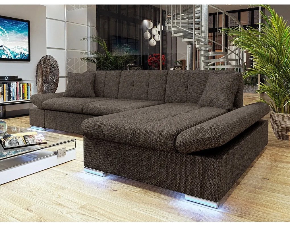 Rohová sedačka Laviva LED, Dostupné poťahy: ekokoža Soft 011 + Bristol 2460, Strana: ľavá